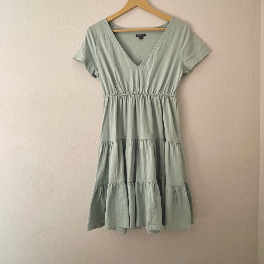 Sage green tiered flow dress